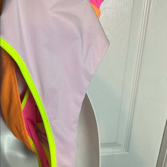 Neon Colorblock High-Waist Bikini Set - Pink & Orange - Picture 10 of 10